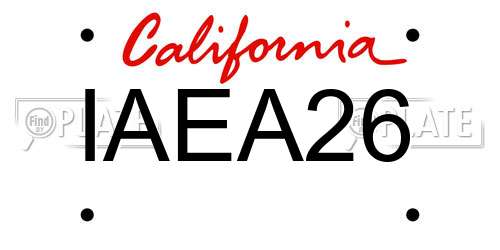 IAEA26 California License Plate