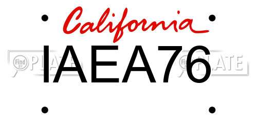 IAEA76 California License Plate