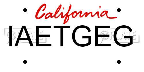 IAETGEG California License Plate