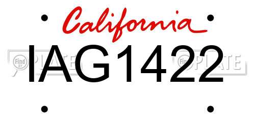 IAG1422 California License Plate
