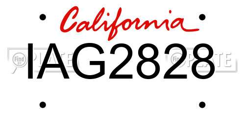 IAG2828 California License Plate