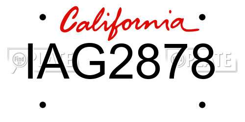 IAG2878 California License Plate