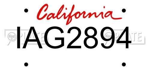 IAG2894 California License Plate