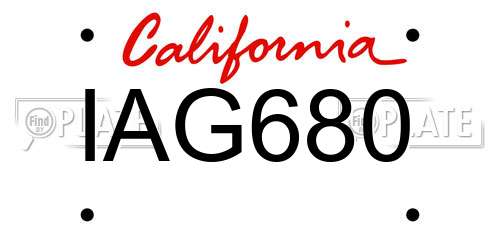 IAG680 California License Plate