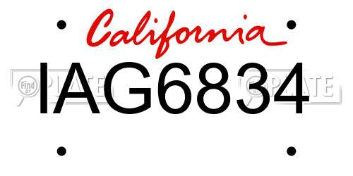 IAG6834 California License Plate
