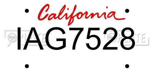 IAG7528 California License Plate