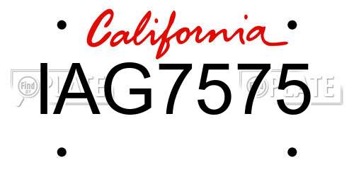 IAG7575 California License Plate