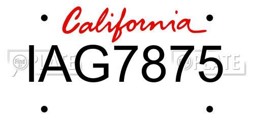 IAG7875 California License Plate
