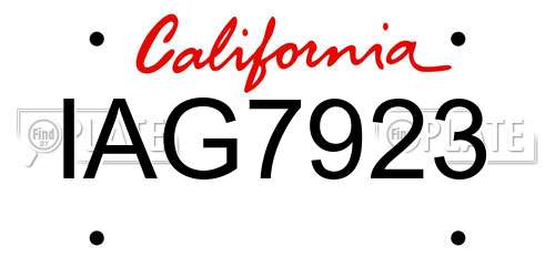 IAG7923 California License Plate