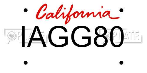 IAGG80 California License Plate