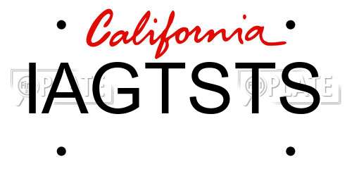 IAGTSTS California License Plate