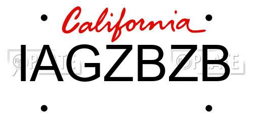IAGZBZB California License Plate