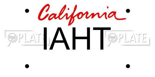 IAHT California License Plate