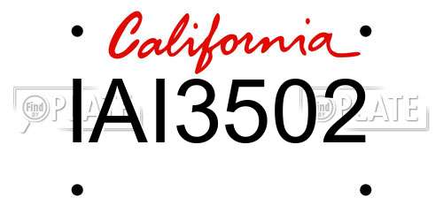 IAI3502 California License Plate