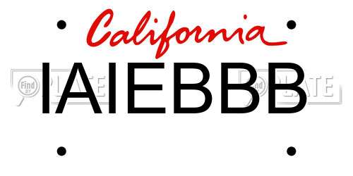 IAIEBBB California License Plate