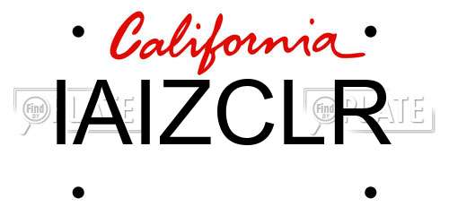 IAIZCLR California License Plate