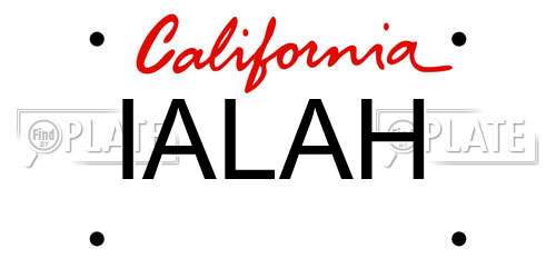IALAH California License Plate