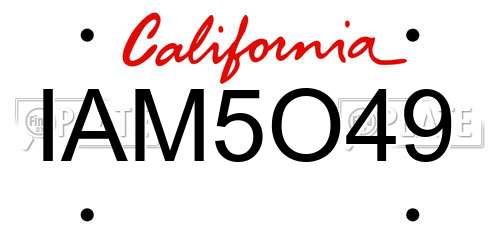 IAM5O49 California License Plate