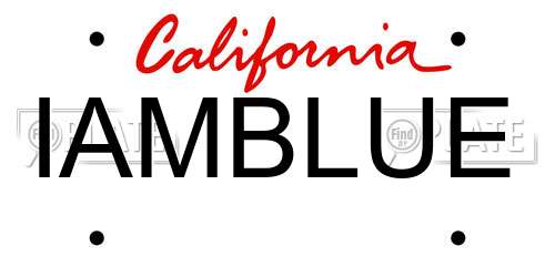 IAMBLUE California License Plate