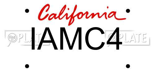 IAMC4 California License Plate