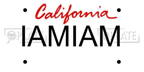 IAMIAM California License Plate