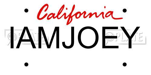 IAMJOEY California License Plate