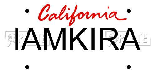 IAMKIRA California License Plate