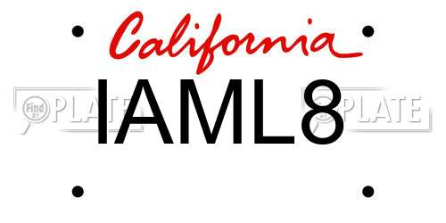 IAML8 California License Plate