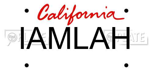 IAMLAH California License Plate