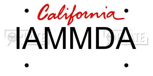 IAMMDA California License Plate