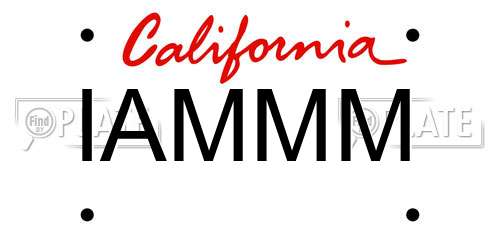 IAMMM California License Plate