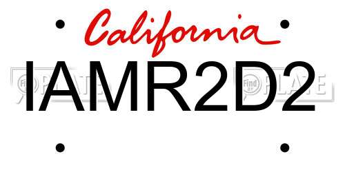 IAMR2D2 California License Plate