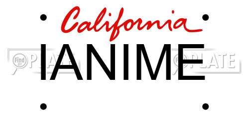 IANIME California License Plate