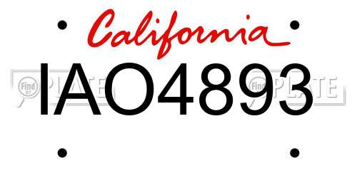 IAO4893 California License Plate