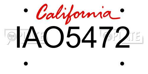 IAO5472 California License Plate
