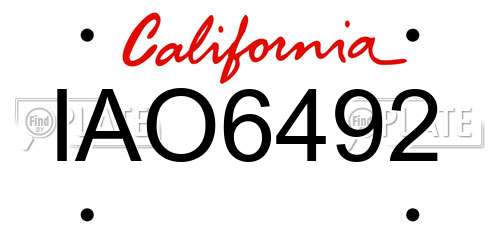 IAO6492 California License Plate