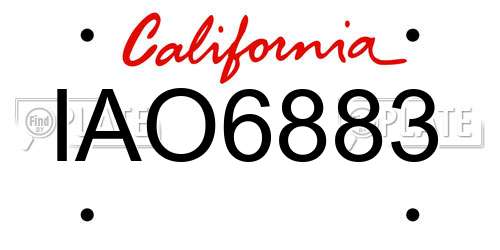 IAO6883 California License Plate
