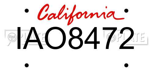 IAO8472 California License Plate