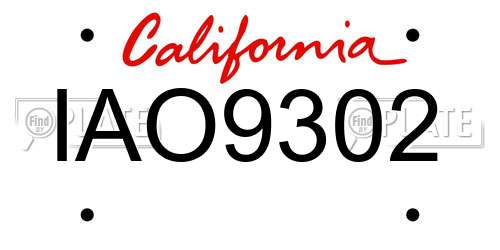 IAO9302 California License Plate