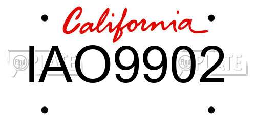 IAO9902 California License Plate