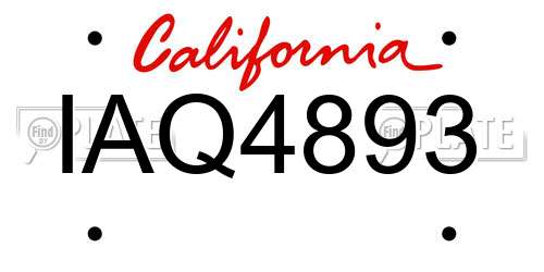 IAQ4893 California License Plate