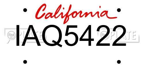 IAQ5422 California License Plate