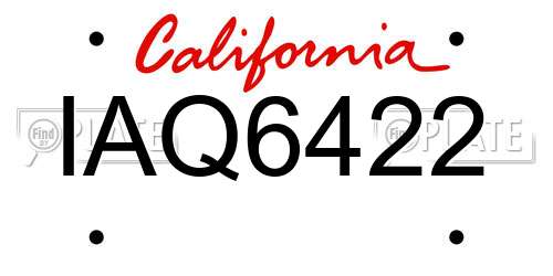 IAQ6422 California License Plate