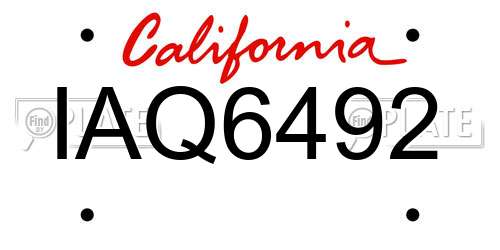 IAQ6492 California License Plate