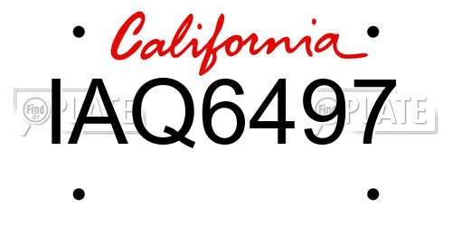 IAQ6497 California License Plate