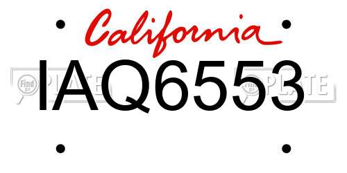 IAQ6553 California License Plate