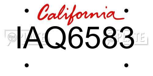 IAQ6583 California License Plate