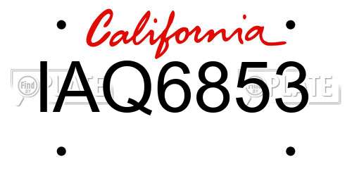 IAQ6853 California License Plate