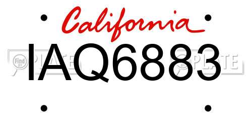 IAQ6883 California License Plate