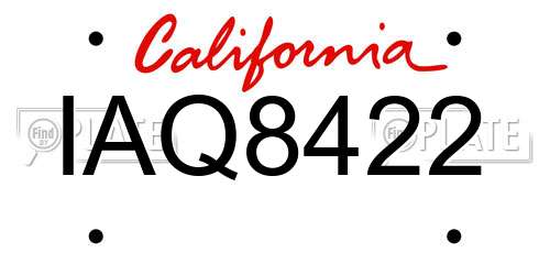 IAQ8422 California License Plate